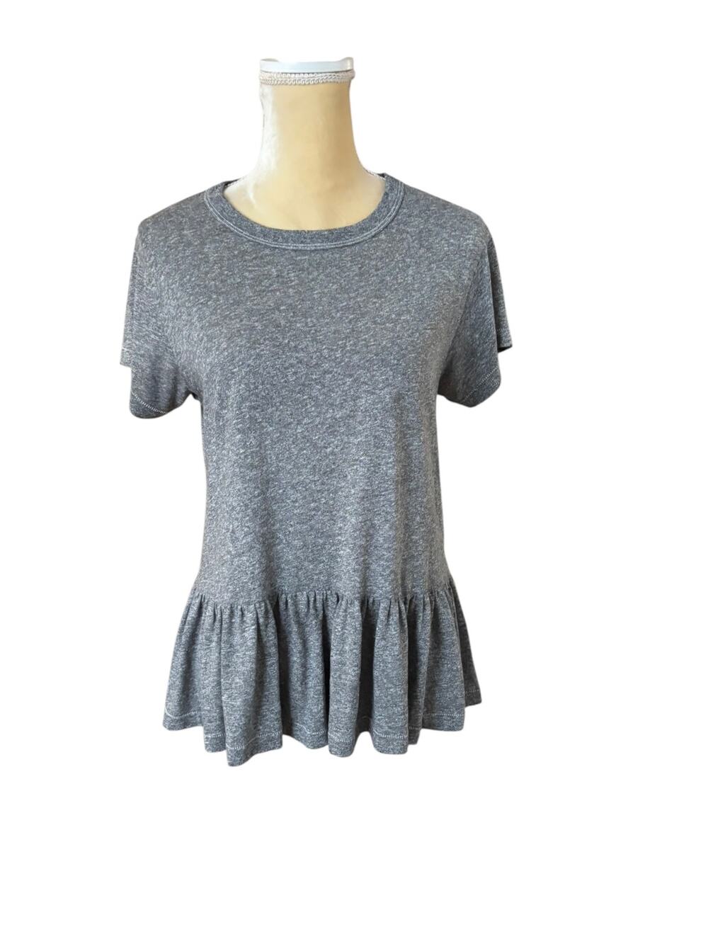The Great Gray Ruffle Tee T Shirt Size 1 Small Flaw